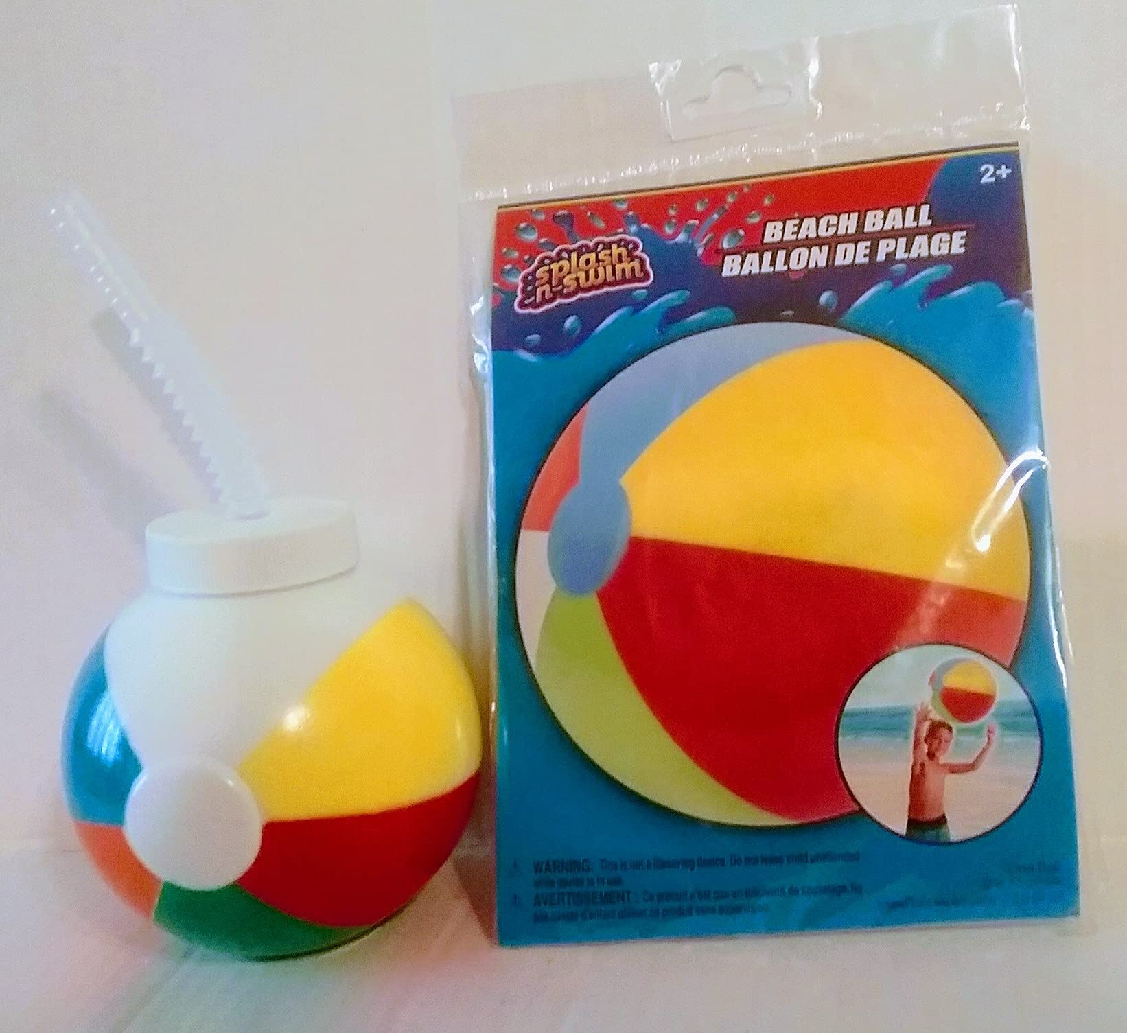 JF- Beach Ball Shaped Cup w/Straw, Beach Ball 20