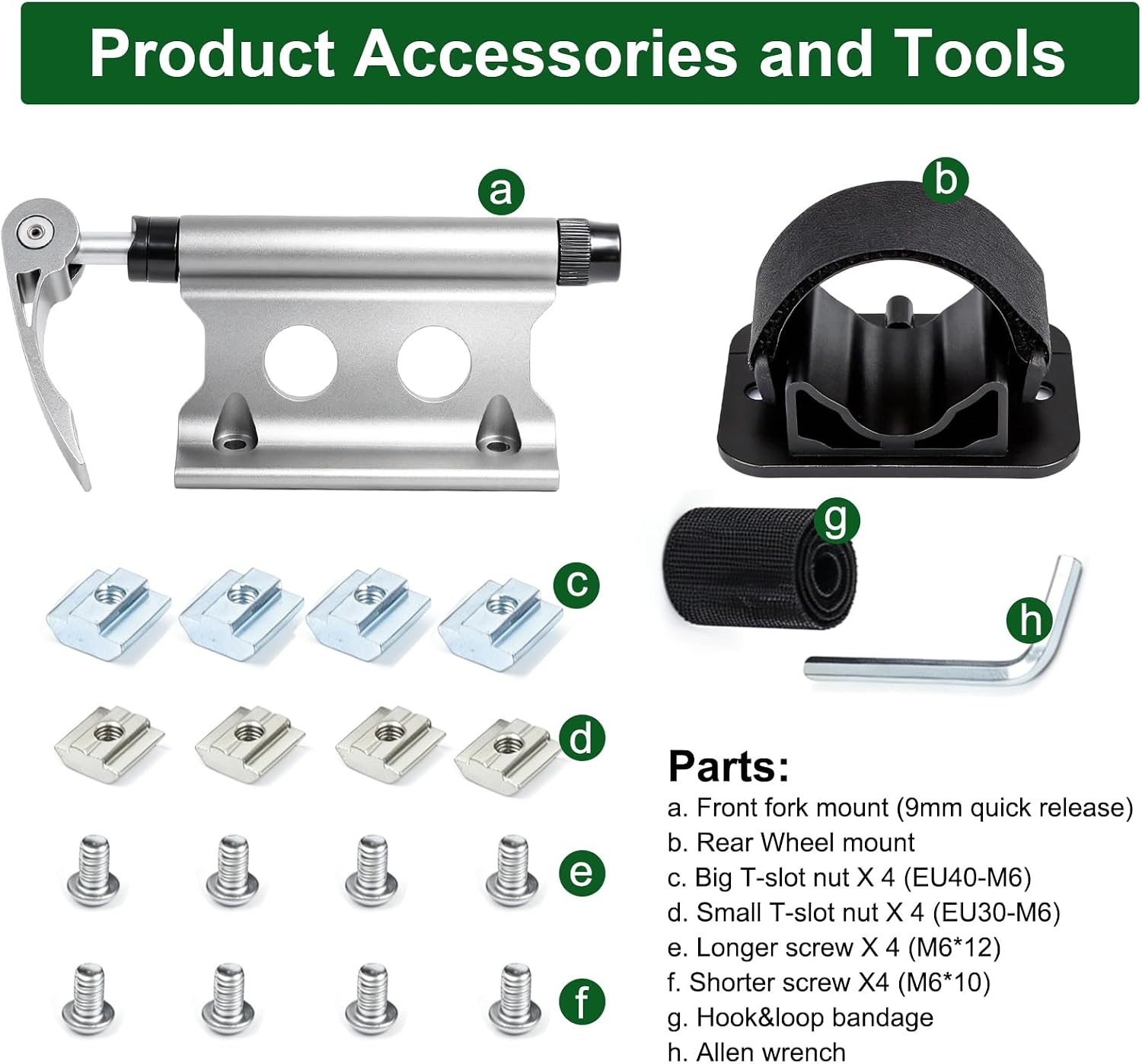 Roof Bike Rack Set–9mm Quick Release Fork Mount&Rear Wheel Holder,Fits 9x100mm&9x110mm Standard Hubs,Anti-Slip Rear Tire Strap,for Car,SUV,Truck Crossbars,Aluminum Alloy (Titanium)