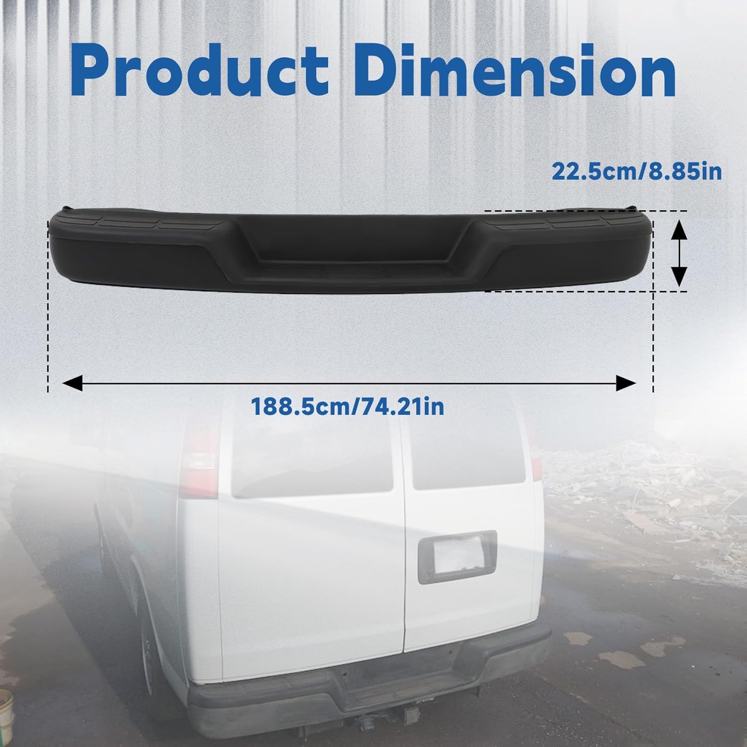 Black Steel Rear Bumper Assembly without Park Assist Sensor Holes Replacement for Express Savana 1500 2500 3500 1996-2021 GM1103143