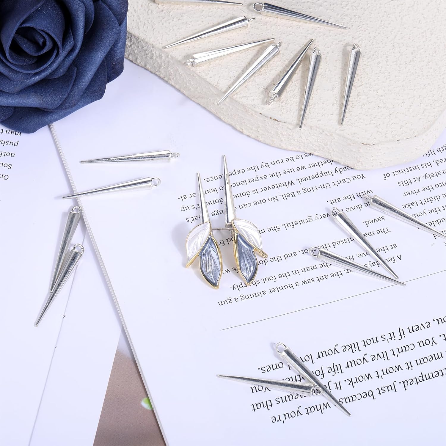 50Pcs Conoid Charms, Stainless Steel Spike Charms Antique Silver Tibetan Vintage Style Goth Charm Pendants Bulk for Jewelry Making Charm Women DIY Necklaces Bracelets Crafts - Image 4