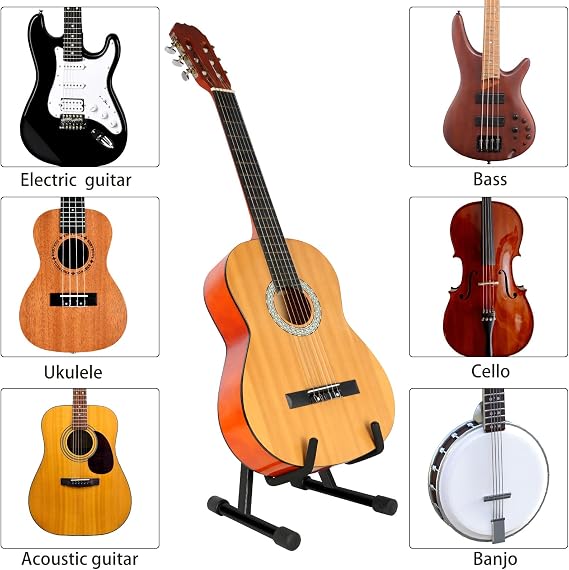 EASTROCK Üniversal Gitar Standı, A - Şekillli Gitar Standı, Katlanabilir Üniversal A Gitar Standı, Tüm Gitarlar İçin Taşınabilir Gitar Standı Tutucu Akustik Gitar Elektro Gitar Bas (Siyah)