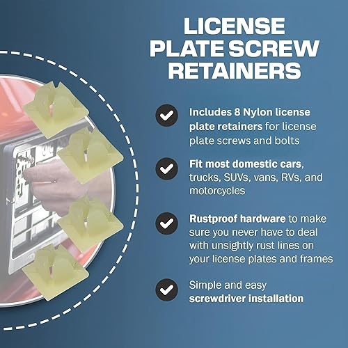 Vista 25 de Tornillos para placa con acabado inoxidable - Kit de tornillos para placas delanteras y traseras – Pernos para placa de vehículos nacionales