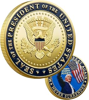 Trump 2025 Coin – 47th Presidential Challenge Coin, Commemorative Collectible with United States Eagle, Trump Fighting for America Collectible Gift for Trump Supporters (C)