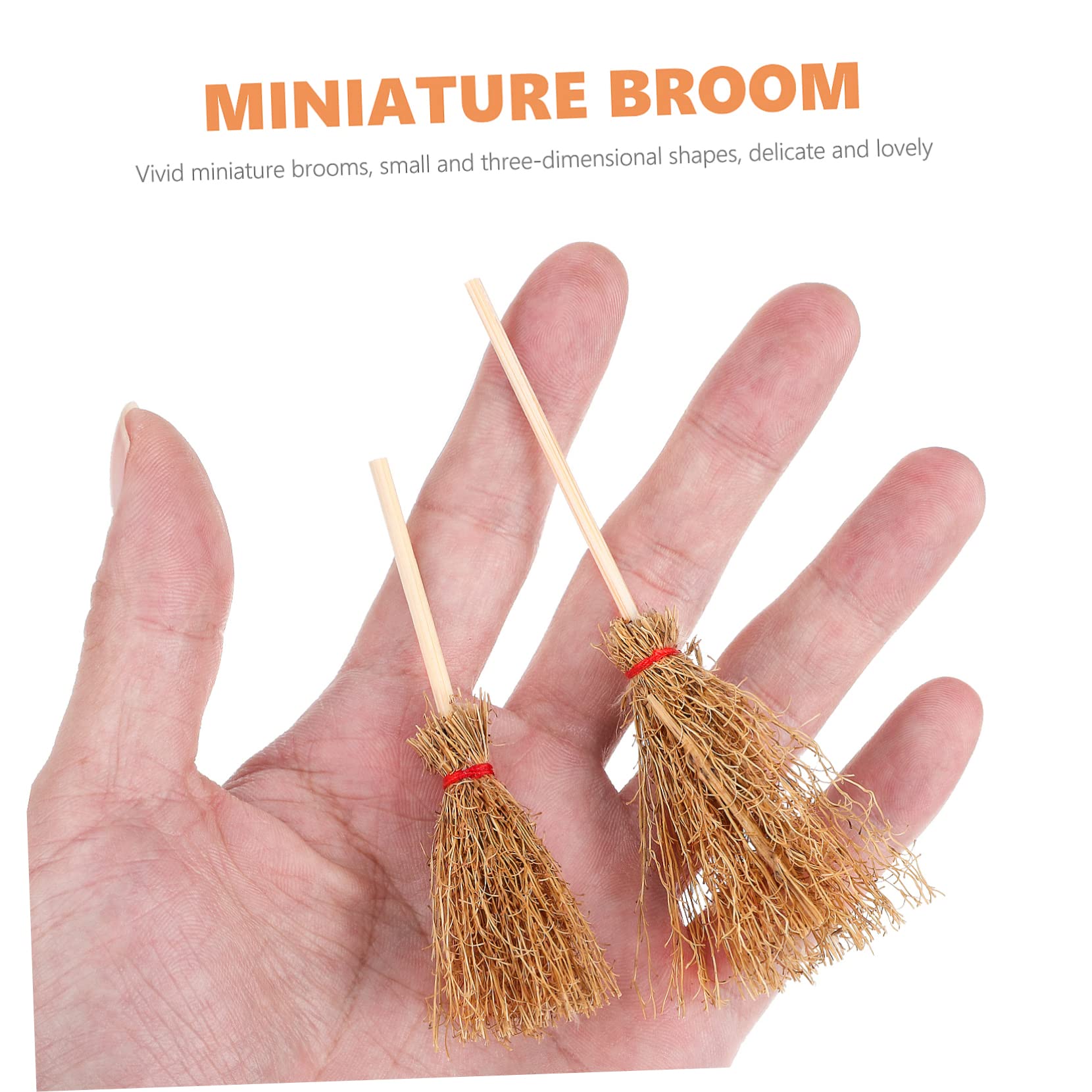 HOOTNEE 30 Pcs Mini Broom Fairy Accessories Small Witch Broom Halloween Broom Bats Halloween Witch Craft Mini Witches Broom Miniature Witch Brooms Broom Toy Toys Tiny Brooms Beech