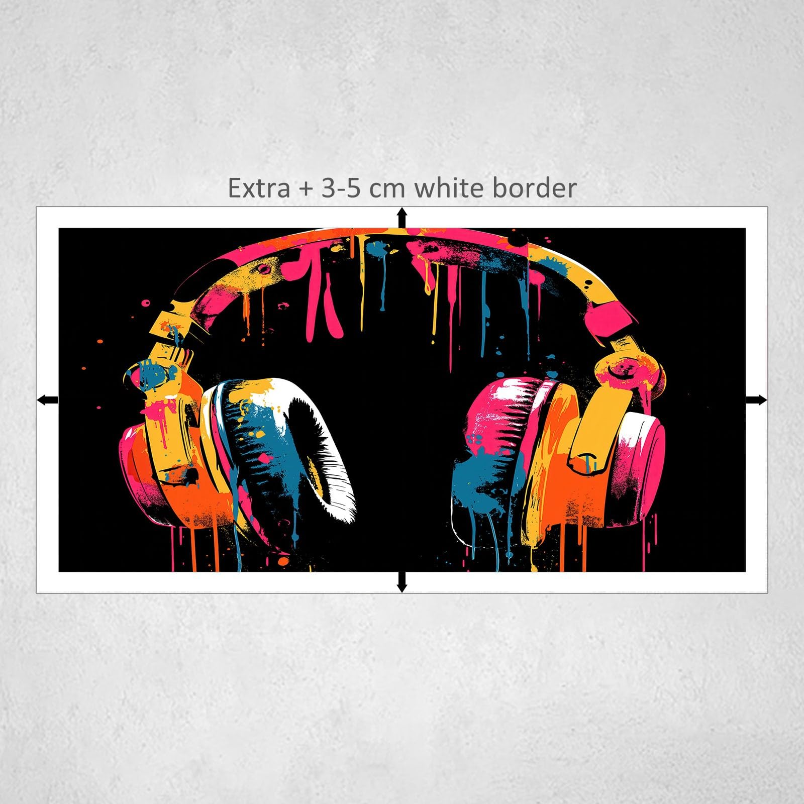XXL Grand Tableau sur Toile avec Cadre Gaming Graffiti Art Casque, Impression Murale Décoration Salon Bureau Restaurant – Image sur Toile Moderne 120x80 cm