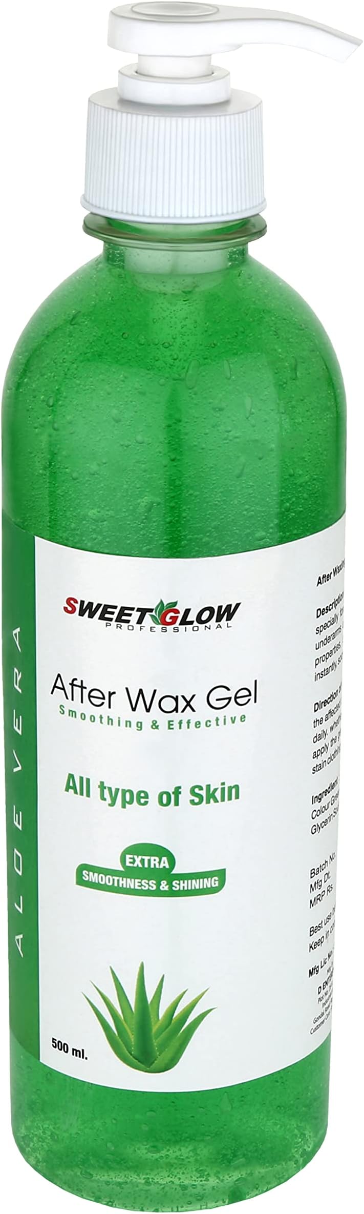 Professional Aloe vera AFTER WAX GEL Smoothing & Effective all type of skin (500 ml)