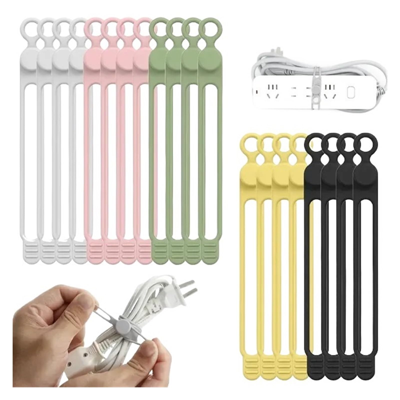 Cable Ties Silicone Cable Tie, Organizer, Straps, Reusable Cord, Travel, Cute Elastic, Wire(Multicolor D 20pcs)