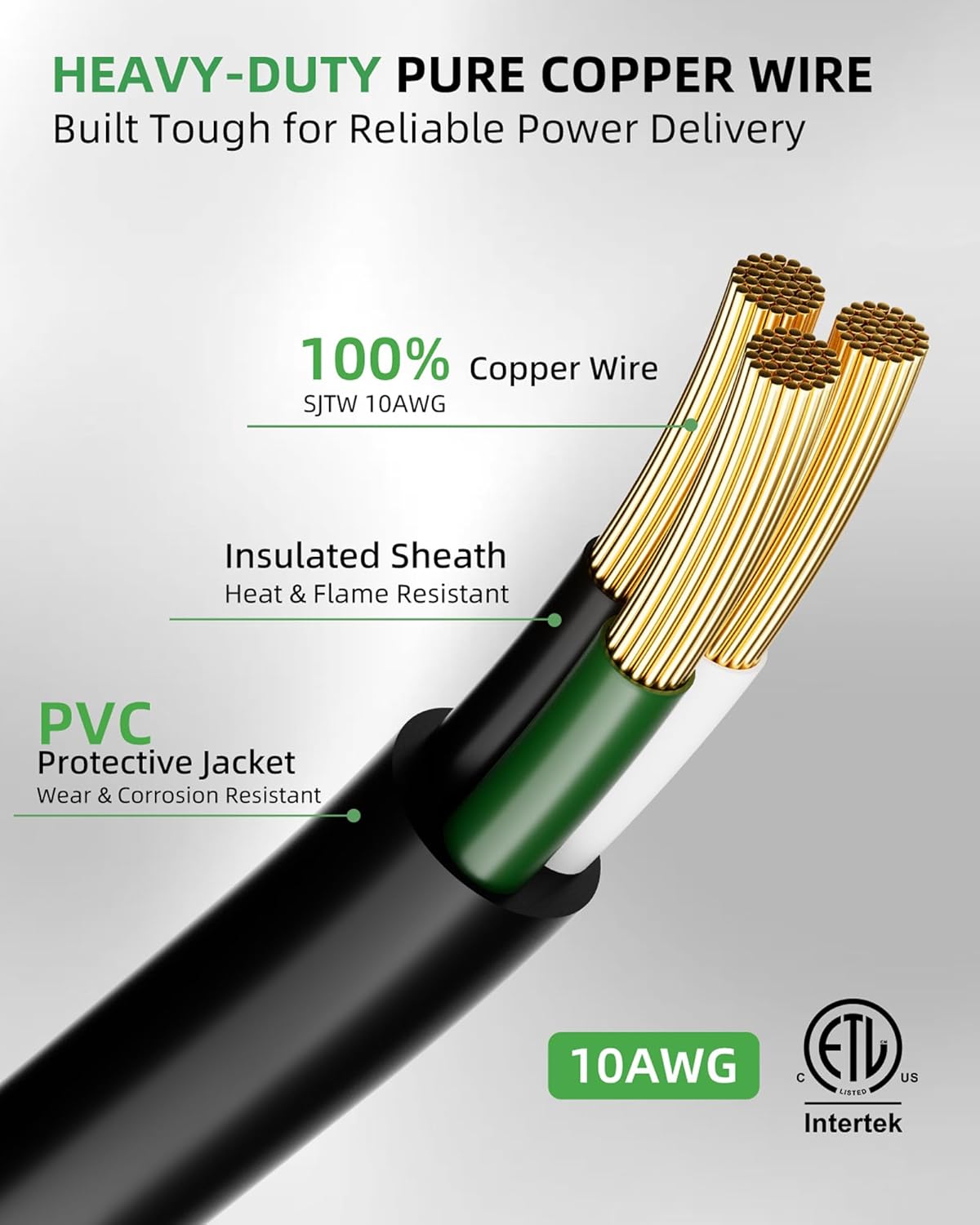 50ft 250V Welder Extension Cord, 10 Gauge Heavy Duty Outdoor Welding Cord with LED Indicator, NEMA 6-50P to 6-50R, 30 Amp 3 Prong Power Extension for Welding Machines, 10 AWG SJTW, Black