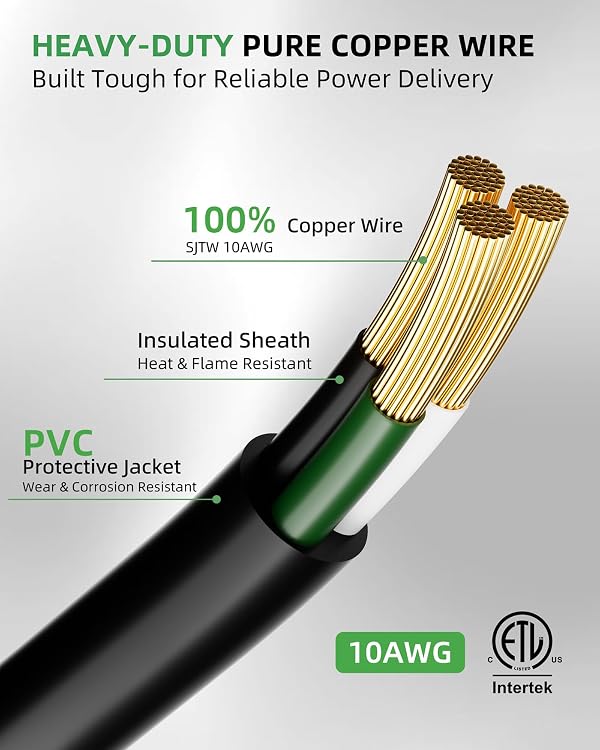 islewire 25ft 250V Welder Extension Cord, 10 Gauge Heavy Duty Outdoor Welding Cord with LED Indicator, NEMA 6-50P to 6-50R, 30 Amp 3 Prong Power Extension for Welding Machines, 10 AWG SJTW, Black by islewire - Used condition - Image 3