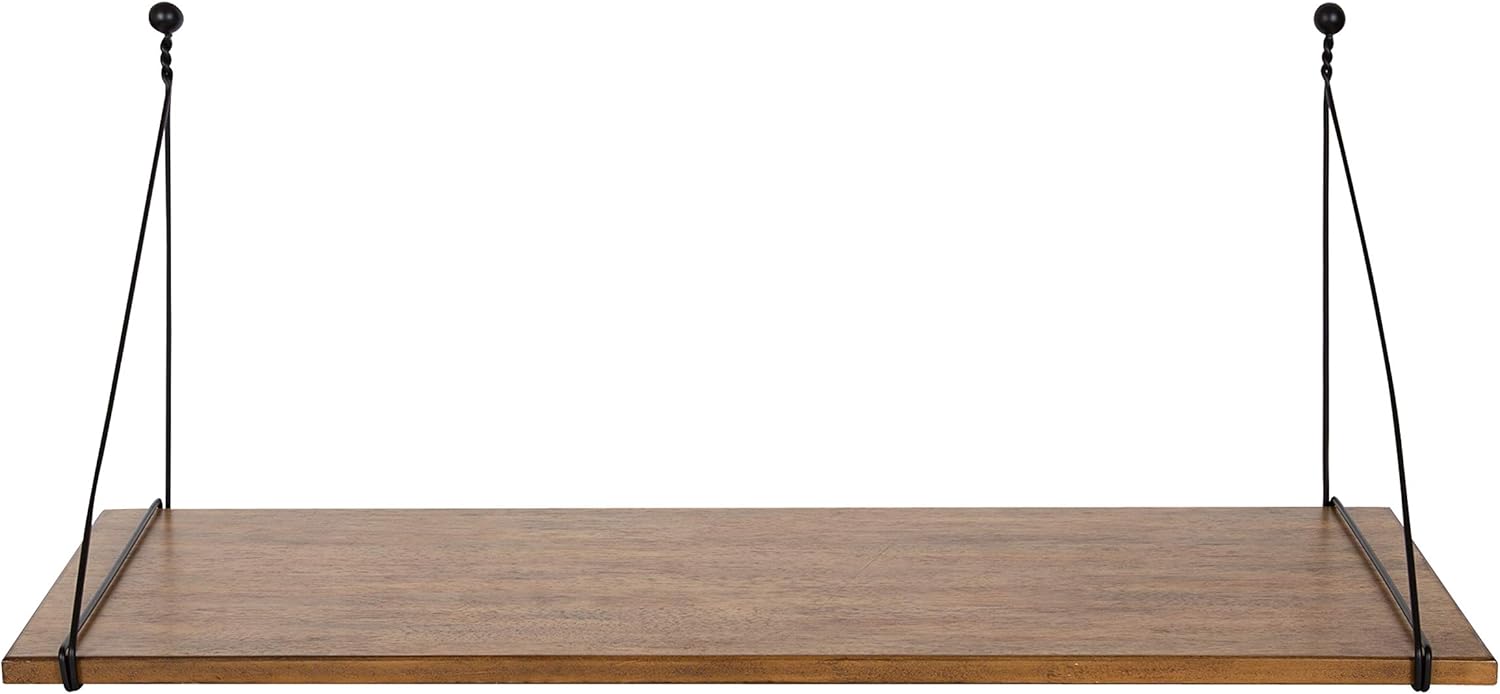 Kate and Laurel Vista Farmhouse Wall Mounted Desk, 38 x 14 x 16, Rustic Brown, Industrial Hanging Desk for Office and School