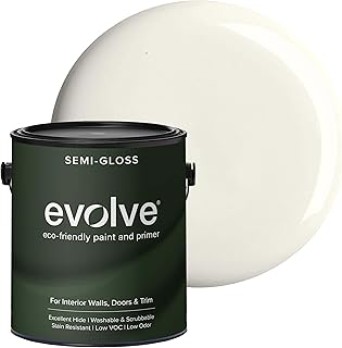 Evolve Interior Paint & Primer, Four Sheens, 1-Gallon & 5-Gallon, Designer Curated Color Palette – One-Coat Coverage, Excellent Hide, Low VOC, Low Odor, Washable Paint for Walls, Ceilings & Trim - Semi-Gloss Sheen (Alpine Cream, 1-Gallon (128 fl. Oz.))