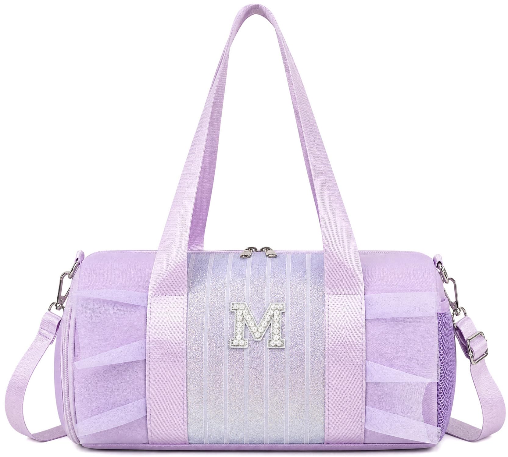 Ballet Bags for Little Girls 3-6 Years, Glitter Dance Gymnastics Bag Kids Overnight Duffle Bag Sports Gym Bag with Wet Pocket