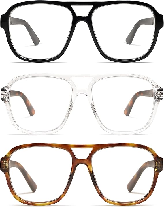 AMOMOMA 3 Pack Oversized Aviator Spring Hinge Reading