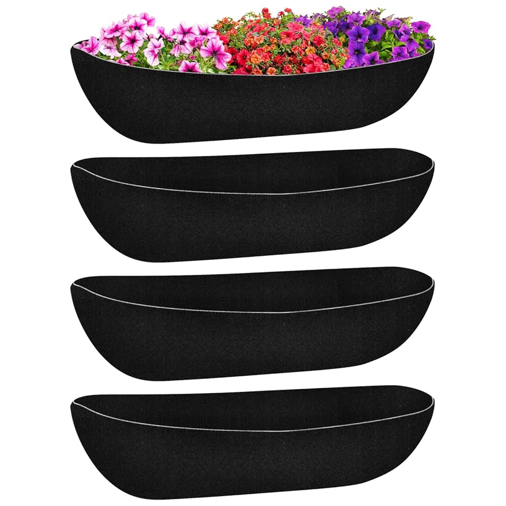 XIAOLE 3PCS Felt Window Box Liners, Fabric Trough Planter Basket Liners Replacement Non Woven Hanging Plant Liner Wall Hanging Basket Garden Fence Rai