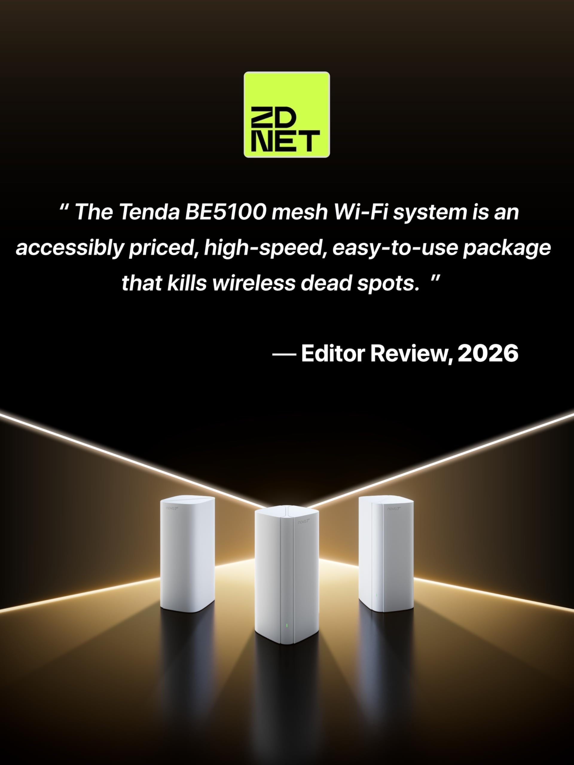 Tenda ME6 Pro Wi-Fi 7 Mesh System, (BE5100 Dual-Band 2,4GHz 688Mbit/s, 5GHz 4323Mbit/s) Breite Abdeckung,1x 2,5G & 2xGigabit Ports, Ethernet-Backhaul, EasyMesh, MLO, VPN, Nahtloses Roaming, 3er-Pack