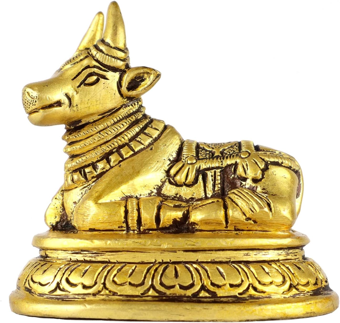 ASHIRWAD Nandi Brass Idol Statue Sculpture Murti God of Yoga Shiva Vahan Bull (Nandi-04)