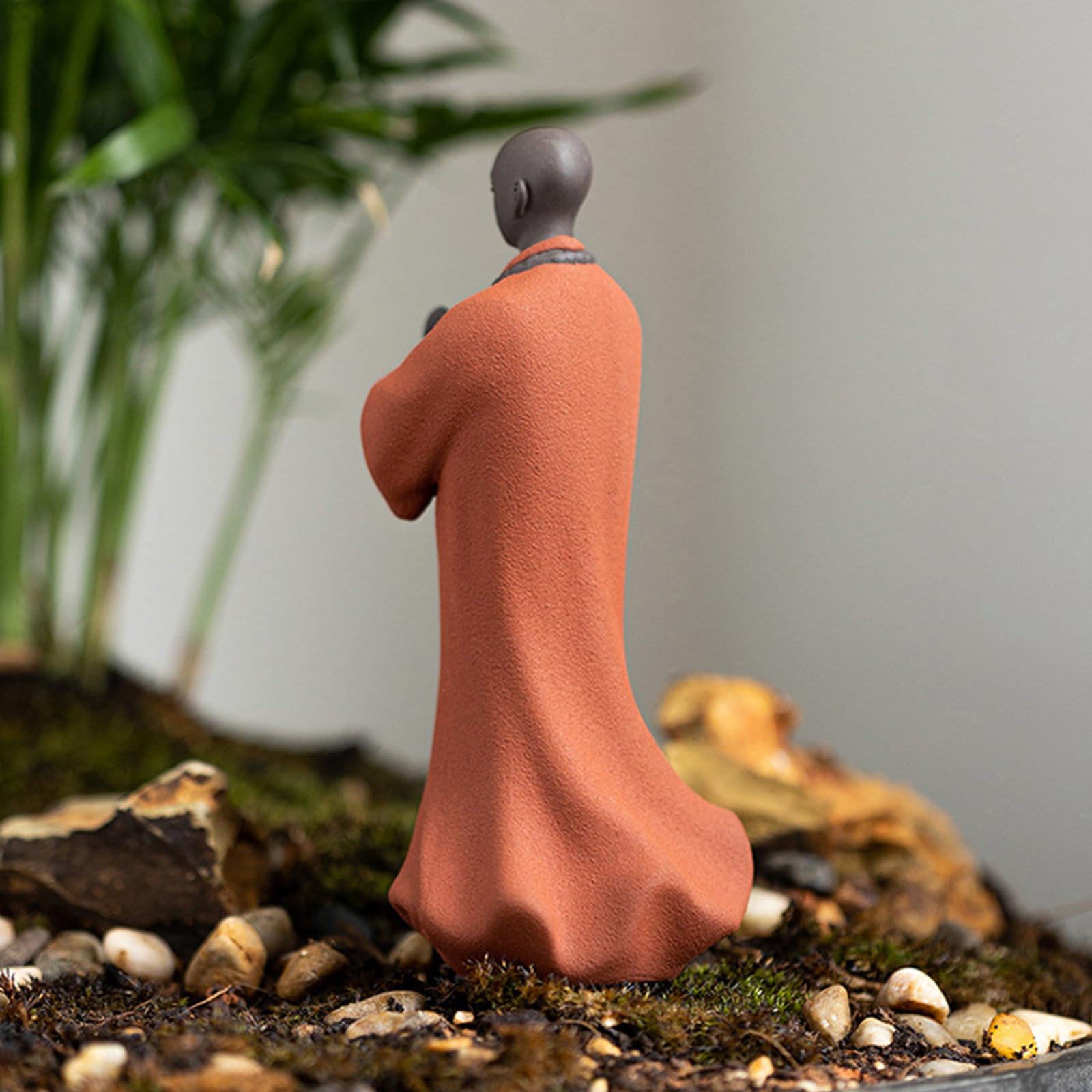 Statua mnicha Buddy - ceramiczna figurka małego mnicha zen do bonsai, rockery, dekoracja krajobrazu akwarium