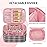 OCHEAL Makeup Bag for Women - Travel Cosmetic Organizer with Brush Slot & Divider, Large Capacity Toiletry Bag for Girls, Travel Makeup Case for everyday Make up Accessories -Pink Plaid