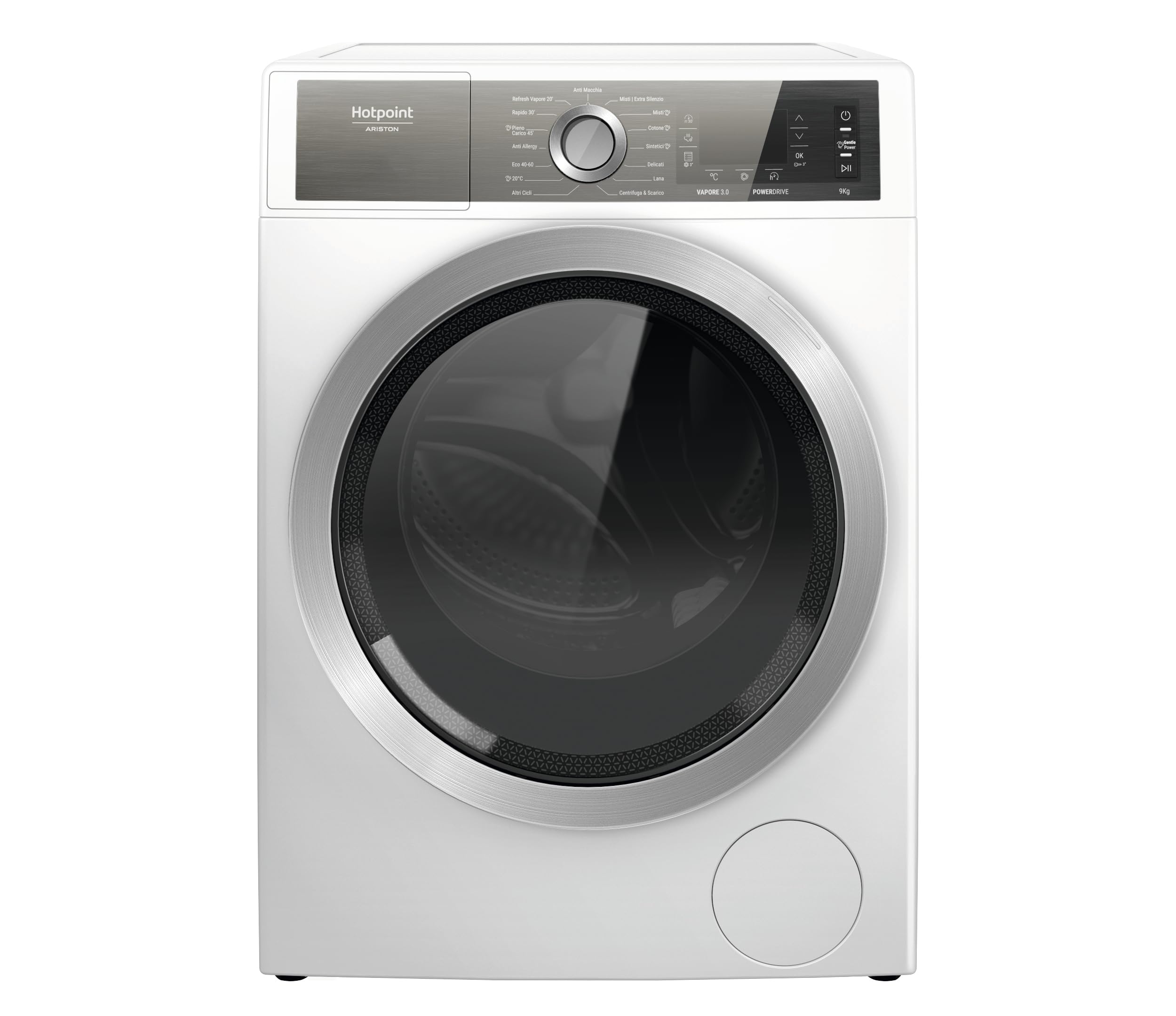 Hotpoint Ariston H7 99 GPOWER IT - Lavatrice 9kg Libera Installazione, Carica Frontale, 1400 Giri/Min, Classe A, Tecnologia Gentlepower, Vapore Igientizzante, Dimensioni: 59,9cm x 64,3cm x 84,5cm