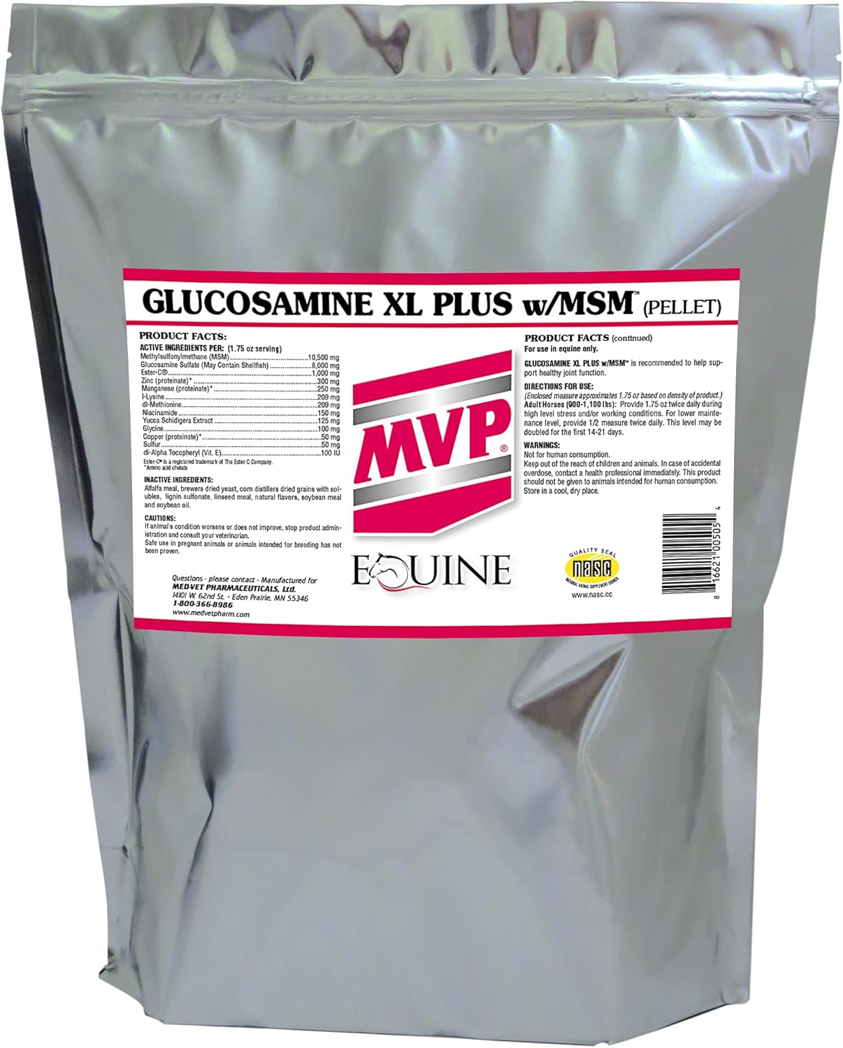 Glucosamine XL +MSM for Equine Joint Support (15lb) Pellets - 137 Servings