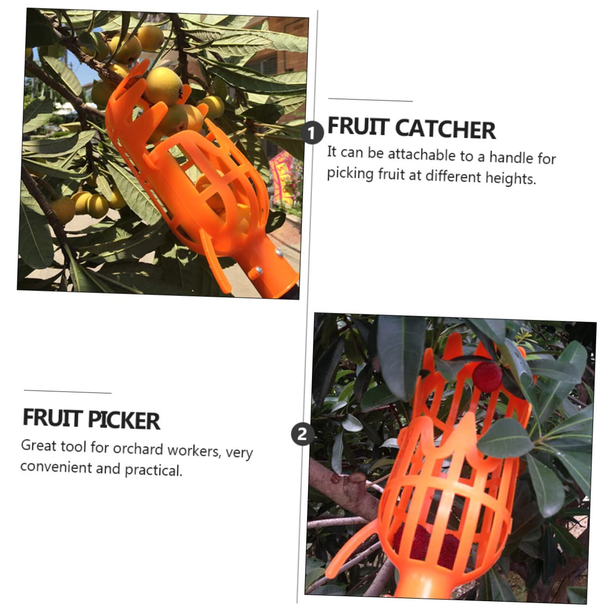 Kisangel 6stücke Teiliges Obstpflücker Orange Gelb Praktisches Erntewerkzeug Mit Teleskopierbarem Griff Für Verschiedene Obstsorten Wie Arbutus Birne
