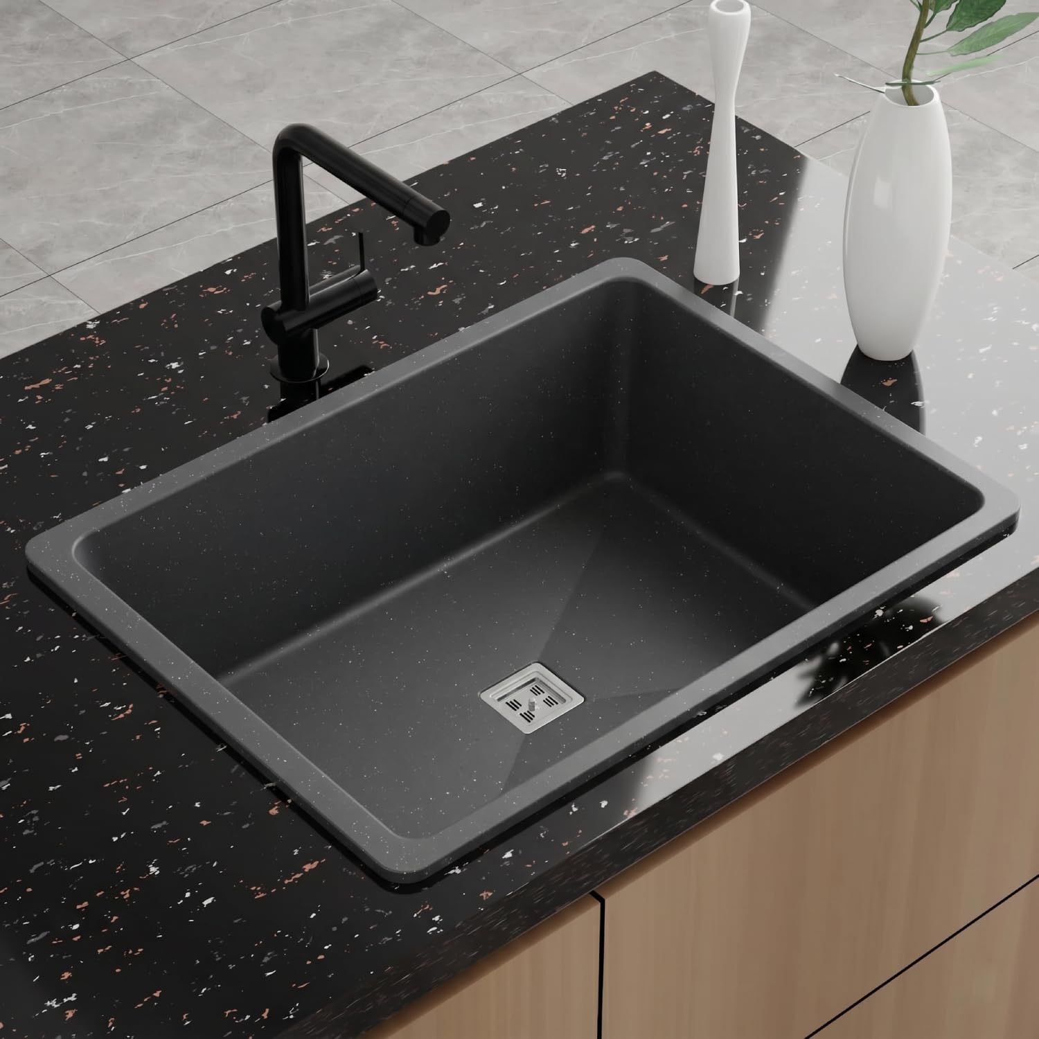 QUALITO Quartz Kitchen Sink - Durable & Soundproof -3