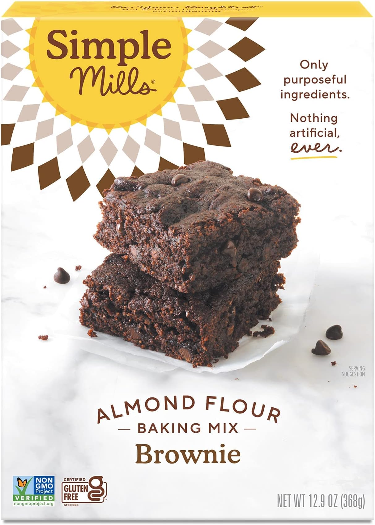 Simple Mills Almond Flour Baking Mix, Chocolate Brownie Mix - Gluten Free, Plant Based, 12.9 Ounce (Pack of 1)