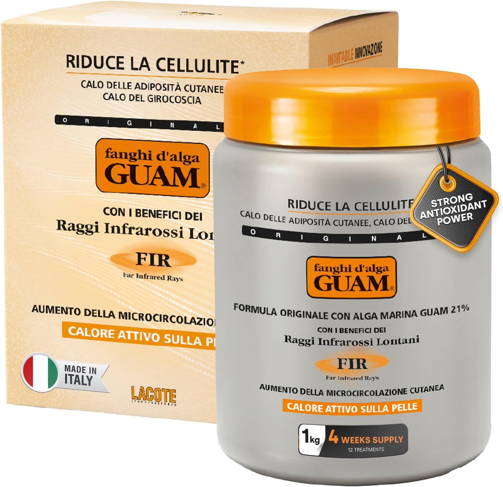 FIR Anti Cellulite Seaweed Hot Body Mud 1kg, Warming Body Wrap Treatment with Tourmaline & Ivy Extract for Tummy, Waist, Hips & Thighs, Firming Body Care for Smoother-Looking Skin Tone