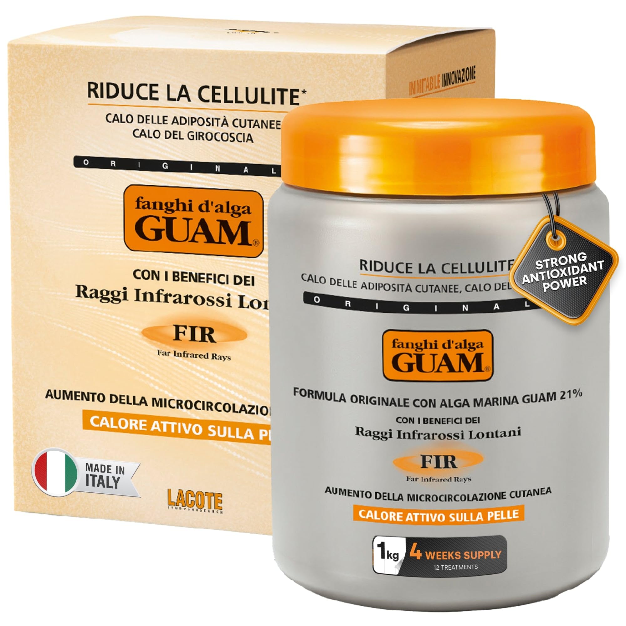 GuamFIR Anti Cellulite Seaweed Hot Body Mud - 1kg Cellulite Remover for Flat Tummy & Waist - Belly Tightening Skin Firming Cream - INFRARED Body Warp Treatment - Boost Circulation, Improve Elasticity