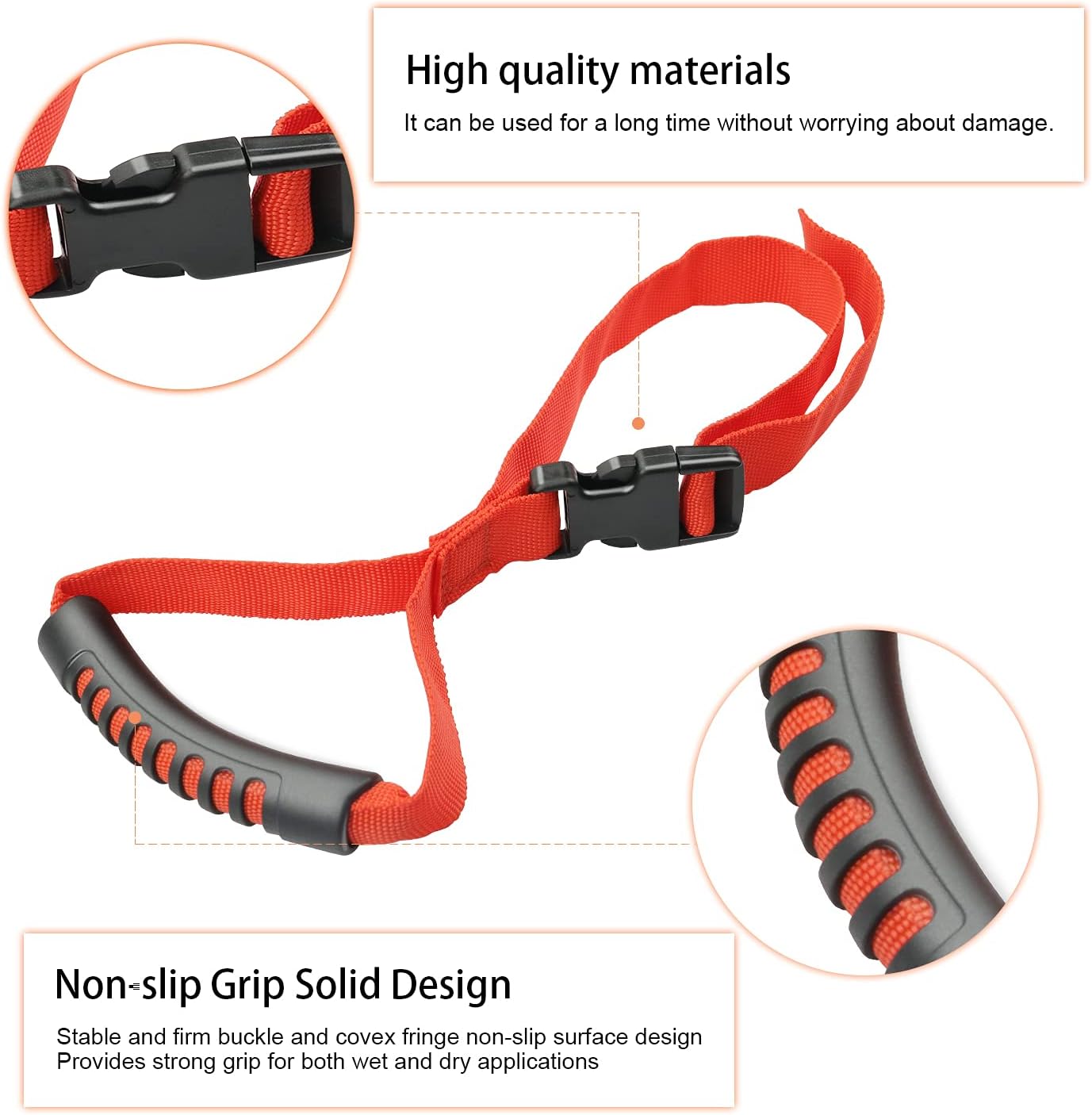 MOEBULB Car Grab Handle Adjustable Standing Aid Safety Handle Vehicle Support Portable Nylon Grip Handle Car Assist Device 2-Pack (Red)