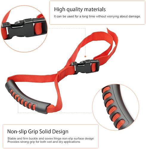 Miniatura 2 de Bentolin Mango de mano ajustable de pie de seguridad, mango rojo adecuado para ancianos y asistencia, ayuda para discapacitados (paquete de 2)