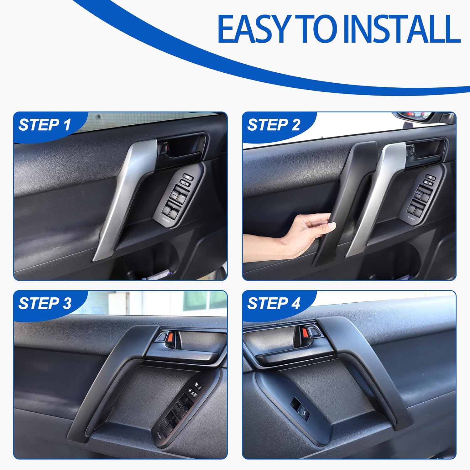 Fit for Toyota Land Cruiser Prado FJ150 150 2010-2018 ABS Inner Door Handle Cover, Car Interior Door Handle Protection Trim Cover, 4PCS (Matte Black)