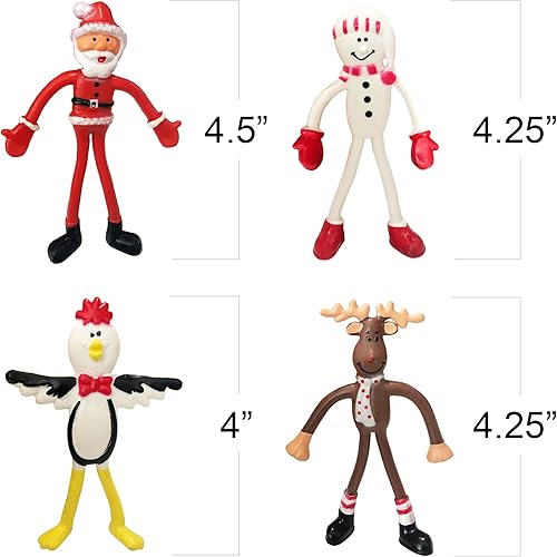 Miniatura 3 de ArtCreativity Figuras flexibles de Navidad, juego de 12, juguetes de Navidad con renos, Papá Noel, muñeco de nieve y personajes de pingüinos,