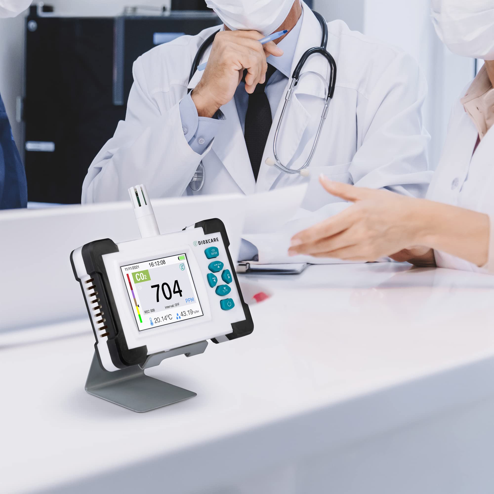 DX700 PDF, Medidor de CO2, Sensor NDIR Senseair S8 de Alta precisión con envío de Datos PDF al Ordenador, Detector de CO2, Temperatura y Humedad Homologado【Nueva Batería Mejorada 3000mAh】