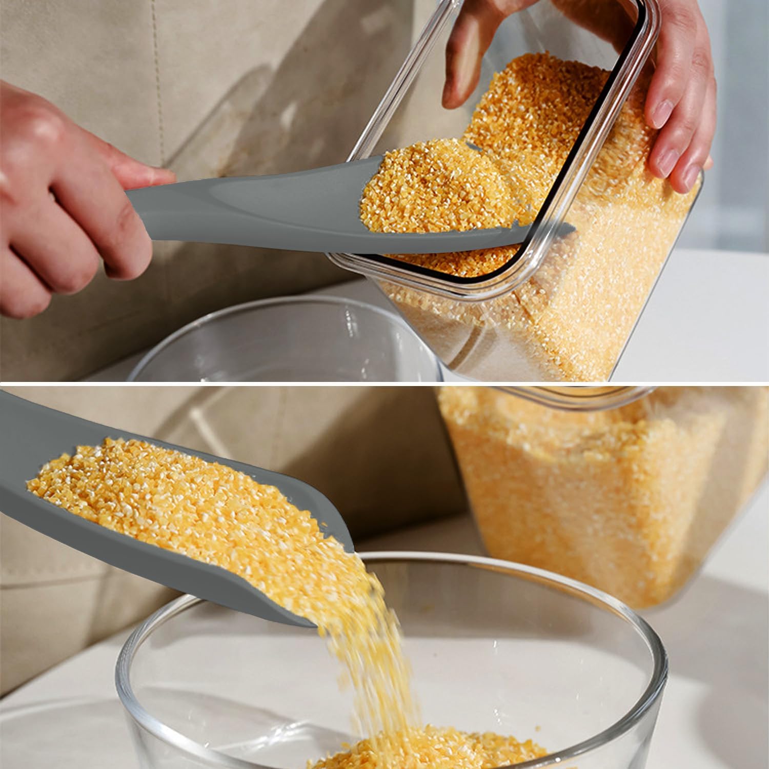 Silicone Spatula Spoon, Great for Both Cooking and Serving Durable BPA-Free Matte Black Silicone, Seamless Design, Safe for Nonstick Cooking Surfaces, 2-Pcs, Gray - Image 7