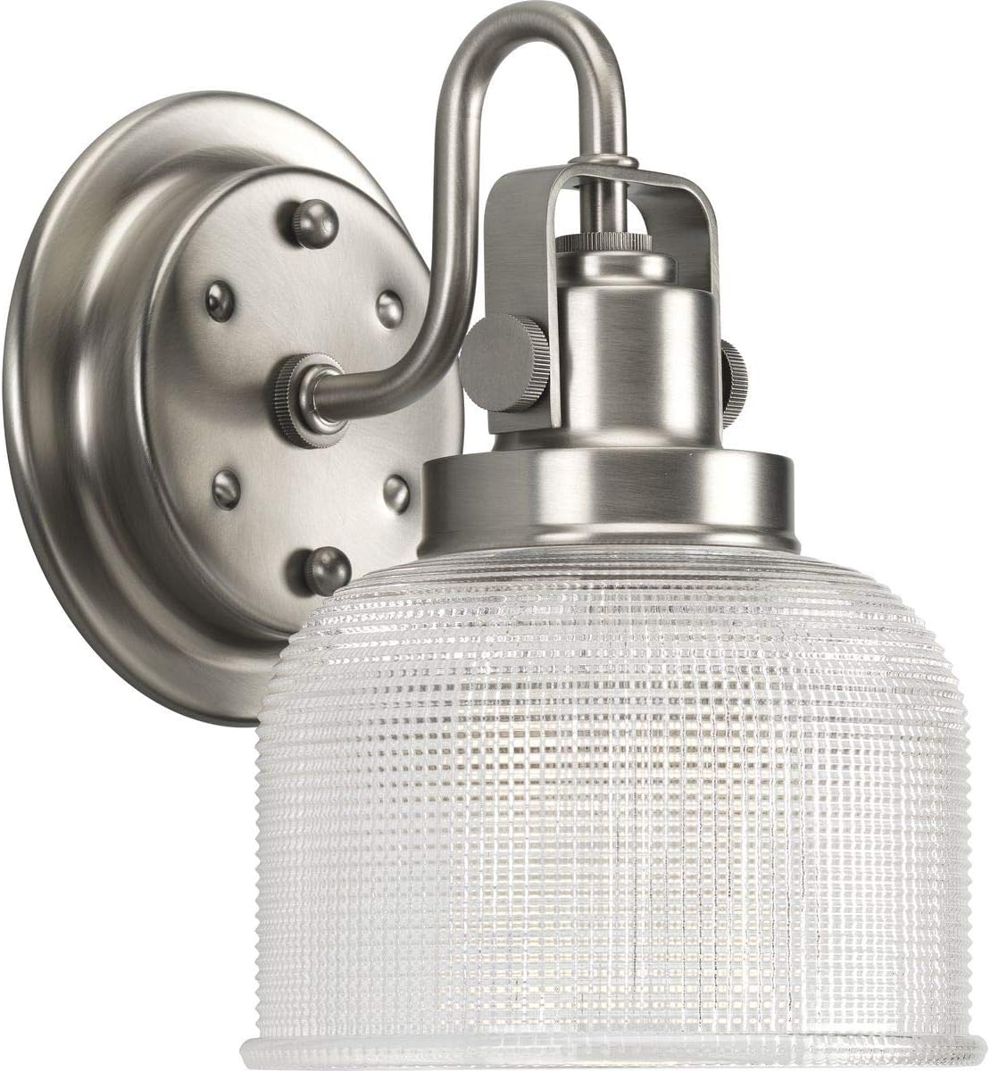 Progress Lighting P2989-81 Archie Collection Clear Double Prismatic Glass Coastal Bath Vanity, 1-Light, Antique Nickel Antique Nickel 1-Light