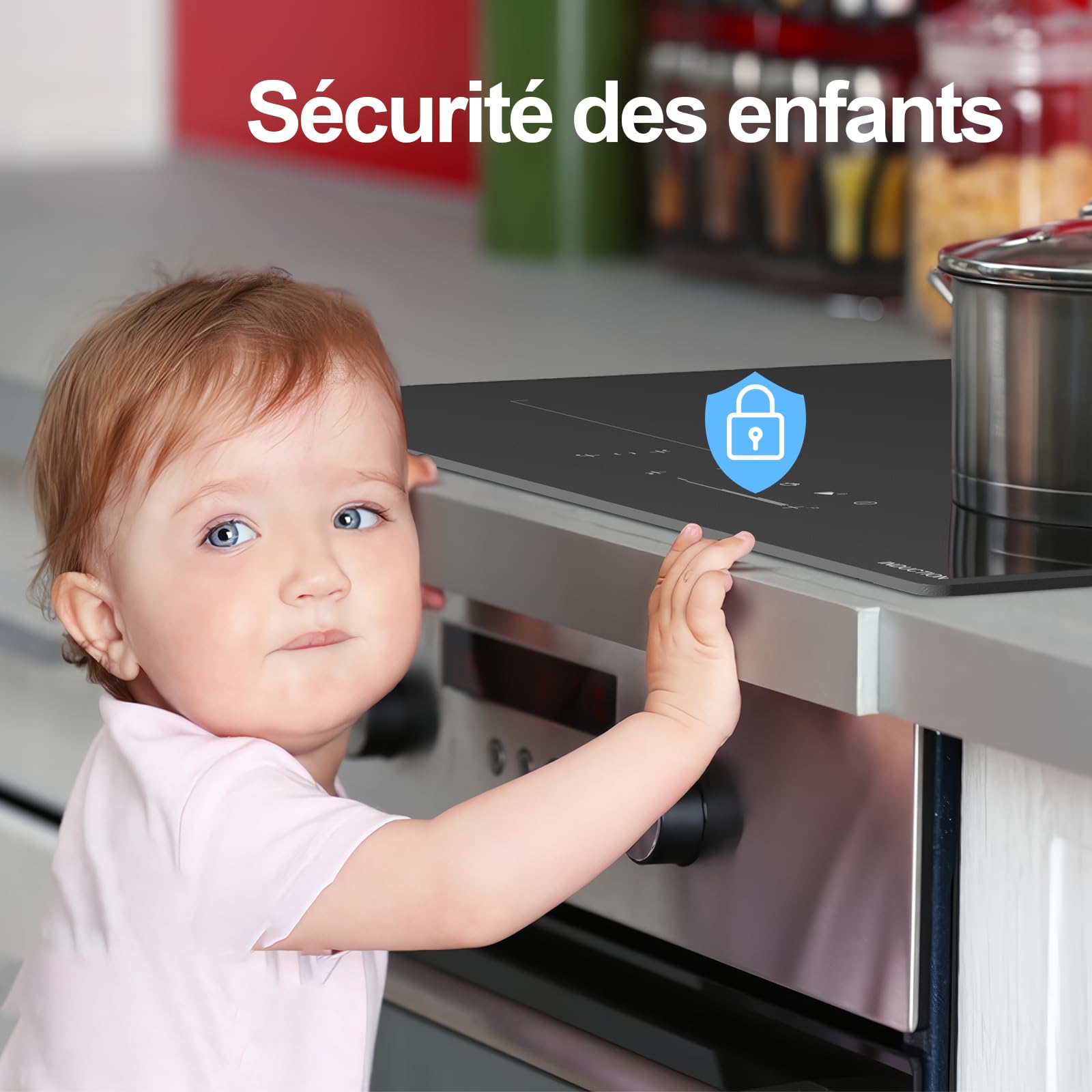 Table de cuisson électrique à induction 59 cm, plaques chauffantes encastrables avec zone pont, 7000 W, 240 V, verre mat, résistant aux rayures, fonction pause et maintien au chaud