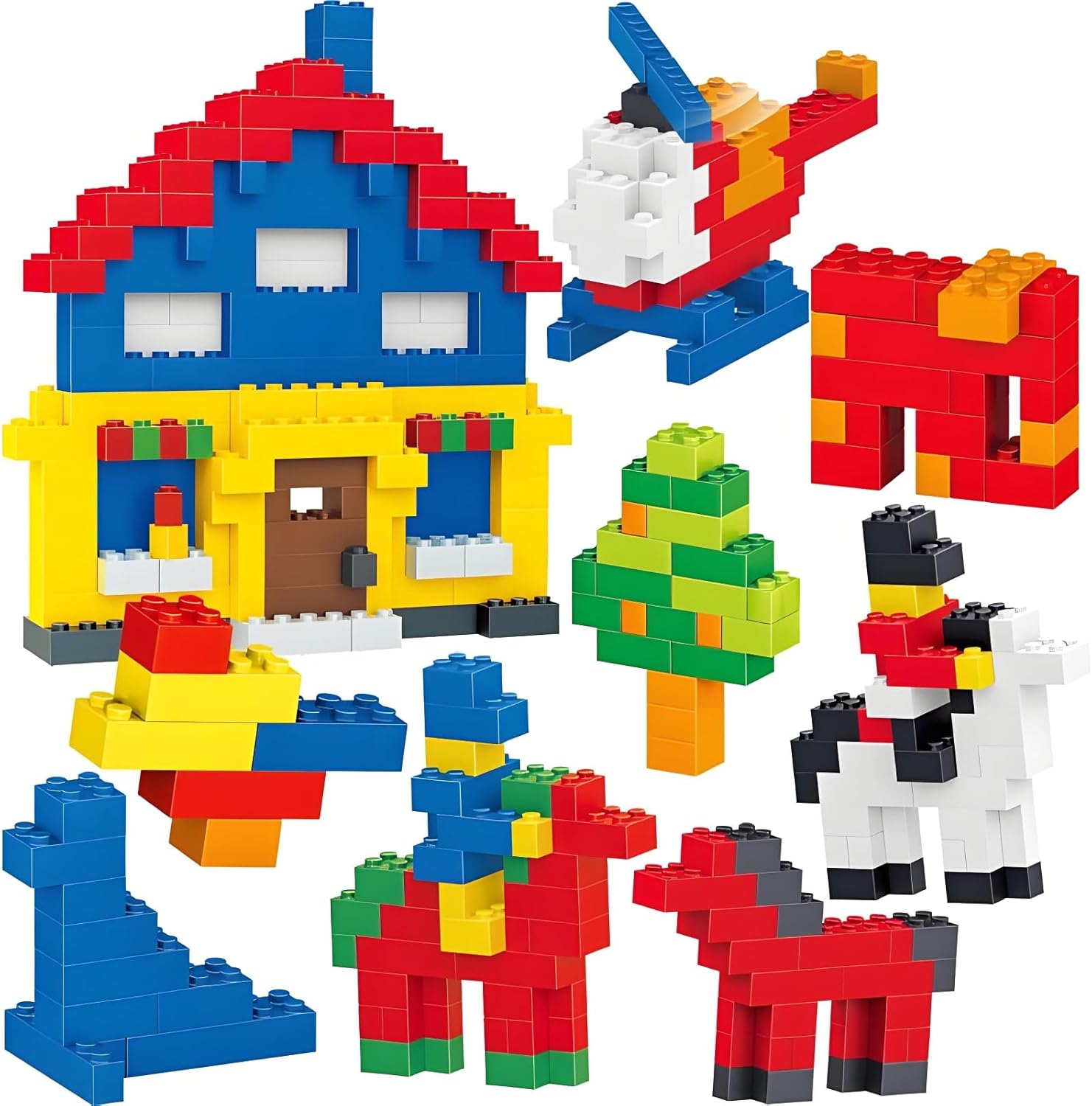 300Pieces Building Blocks Bricks Bulk, 16 Sizes Multiple Mixed Colors, Compatible with LEGO and All Other Brands