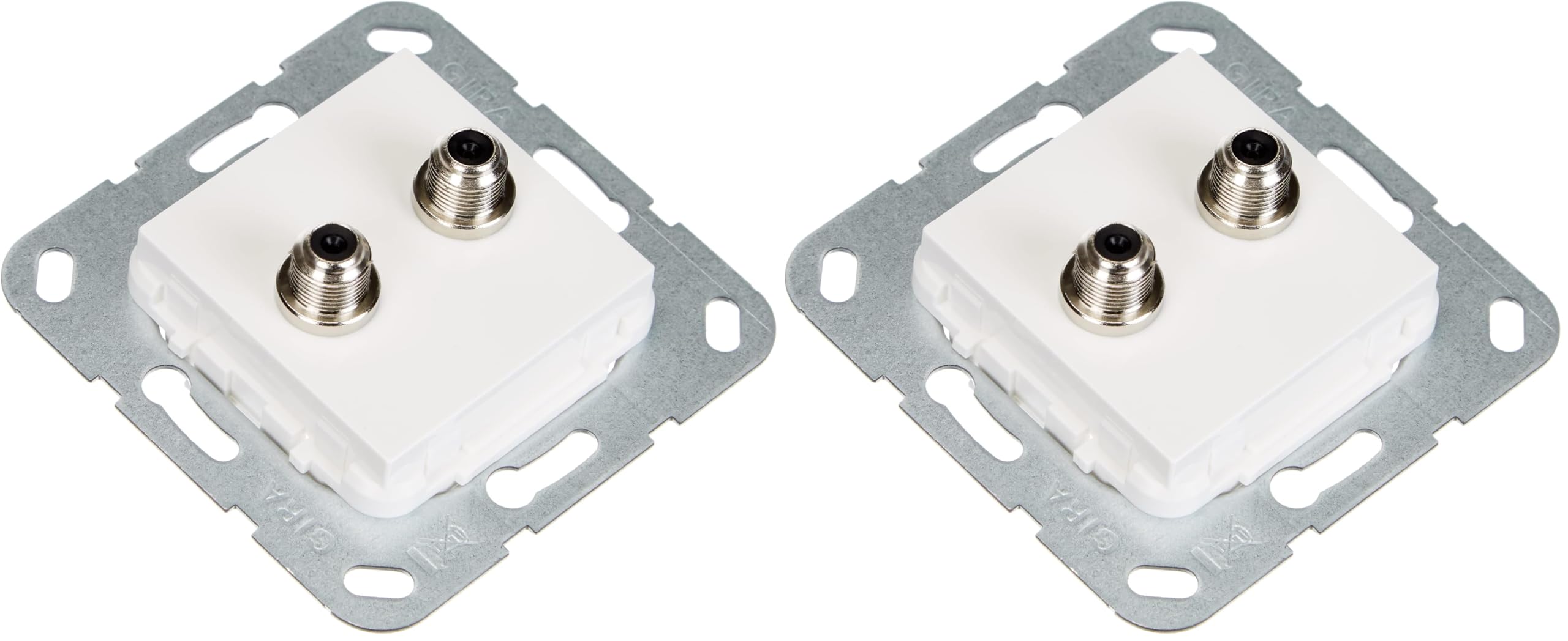 Gira 565103 SAT F Buchse 2-fach Gender Changer Einsatz, reinweiß (Packung mit 2)
