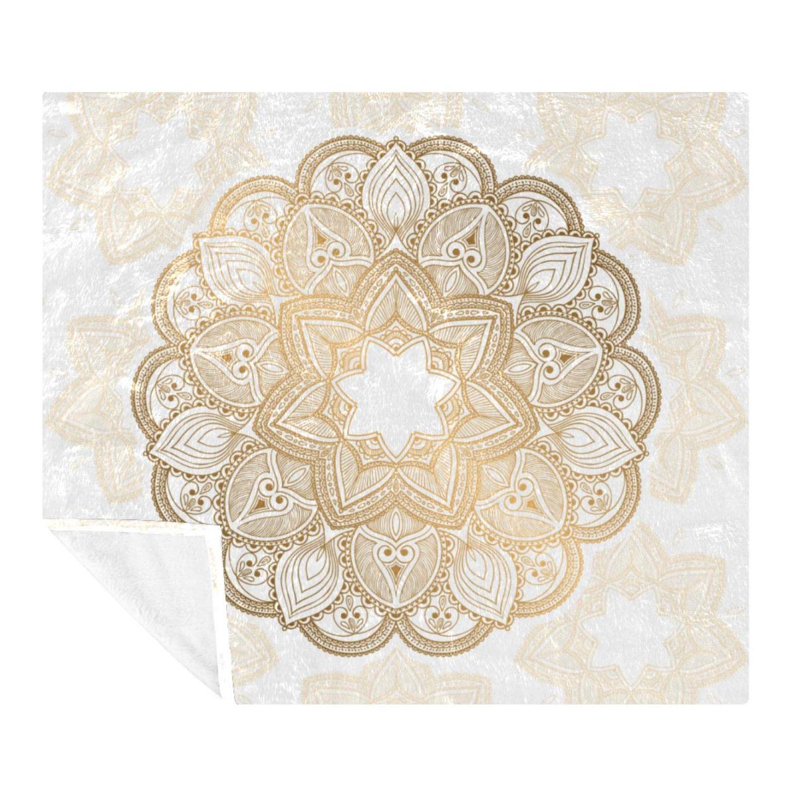 Couvre-lit en polaire cocooning mandala doré pour soirées d'hiver