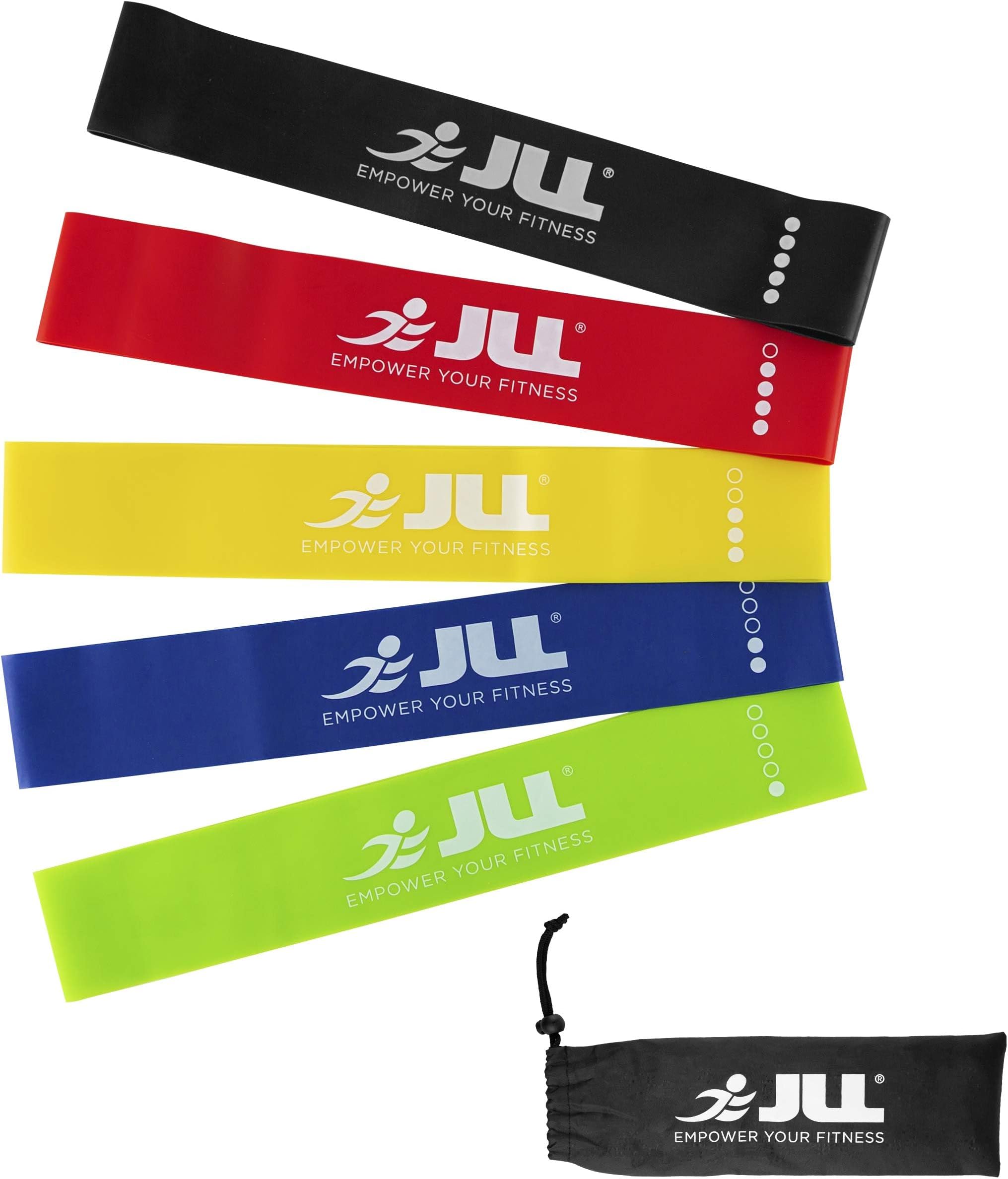 JLL Resistance Bands Set – Exercise Loop & Stackable Fitness Tube Tension Band Sets, Multiple Strength Levels, 5 & 12 Piece Options with Carry Bag, Pilates, Strength Training & Home Gym Exercise