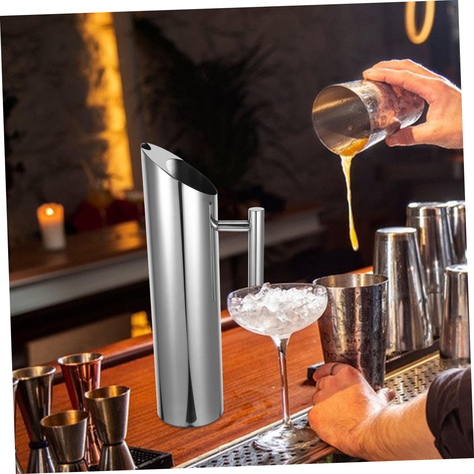SHOWERORO Jarra de Jugo de Acero Inoxidable de 2 0 L Jarra de Bar para Refrigerador Jarra de Agua con Asa Dispensador de Té Helado para Bebidas Frías
