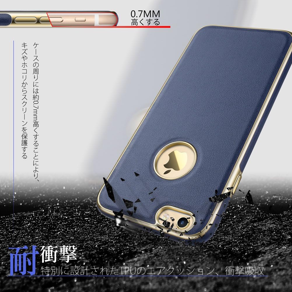 iPhone 6s Case, LOHASIC Ultra Slim [Premium Texture Grip] [PU Leather & Soft TPU & Plating Coated Frame] Seamless Hybrid Business Style Cover Case for iPhone 6s & iPhone 6(4.7 Inch,Navy Blue)