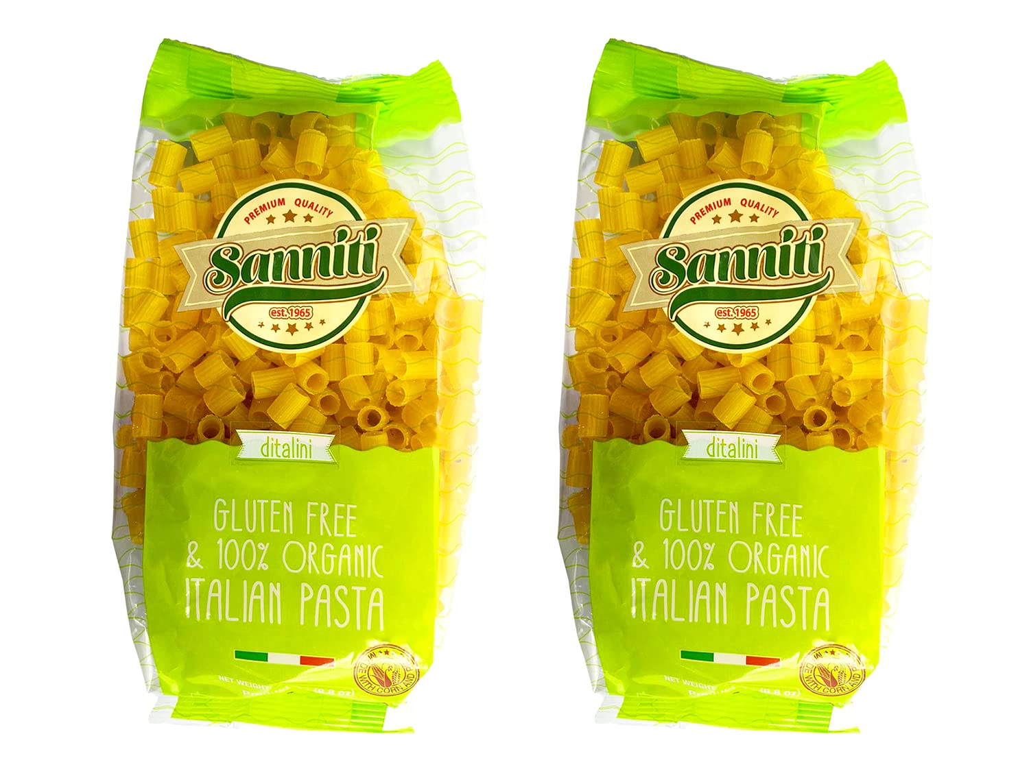 Sanniti Gluten Free European-Kosher Vegan GMO-Free Corn and Rice Pasta, 8.8 oz Pack of 2 (Ditalini)  
Sanniti Italian Gl