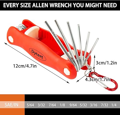 Miniatura 7 de Juego de llaves hexagonales Allen plegables de 9 piezas, SAEpulgadas, 564-14, cromadas, CRV
