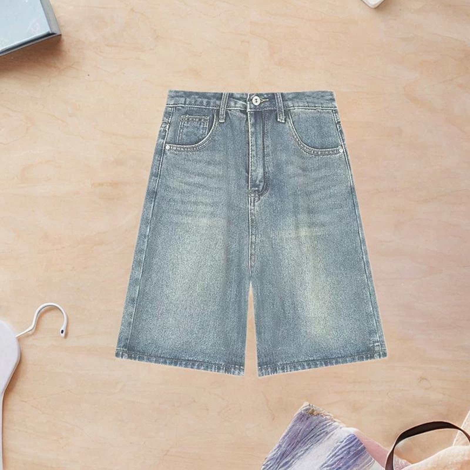 F Fityle Jean Shorts Femme Taille Haute Short Large Denim Confortable Style Polyester Adapté Aux Fêtes Entre Amis Pique-niques Détente