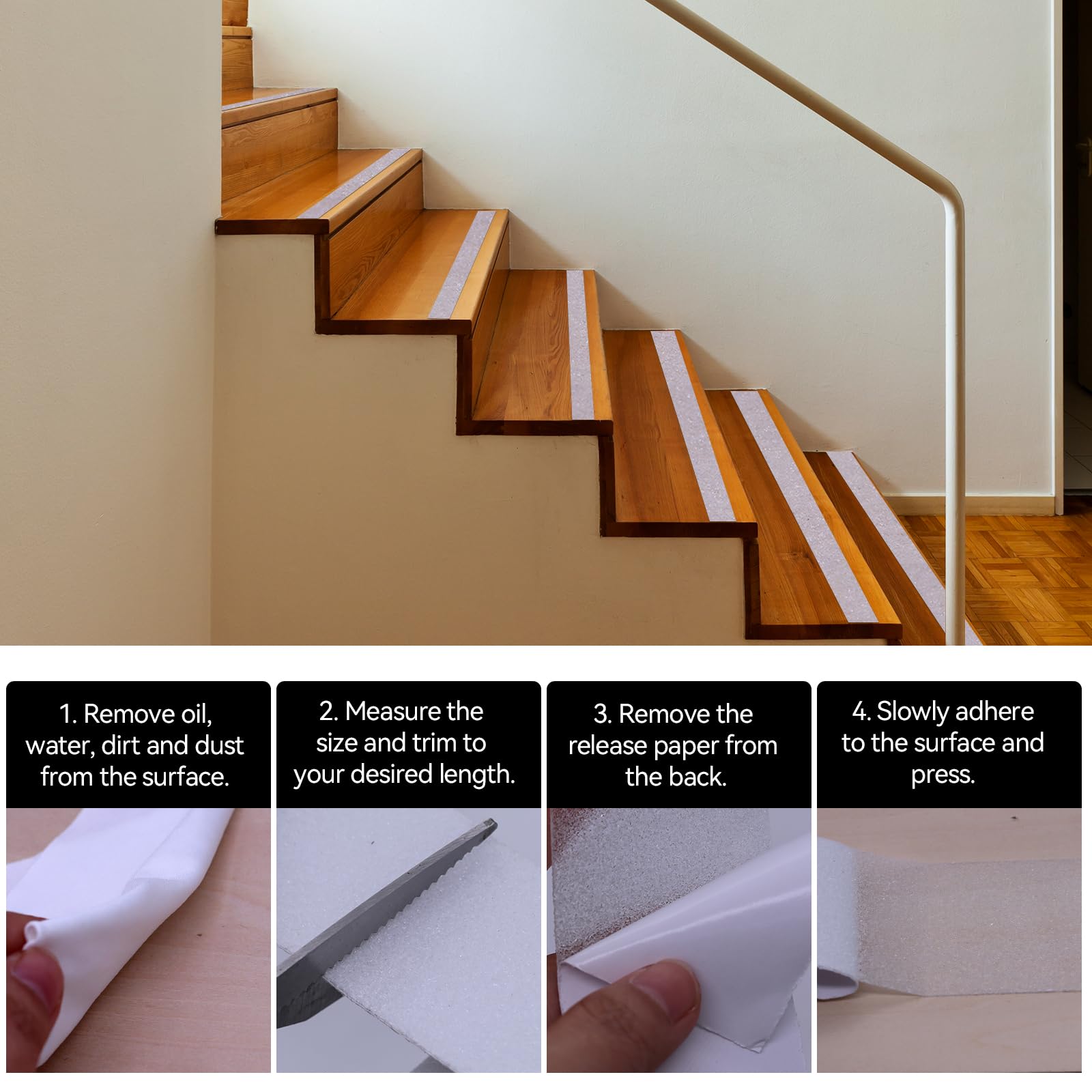 Nastro Antiscivolo 5cm X 10m - Adesivo Trasparente Per Scale, Bagno E Esterni, Sicuro E Resistente