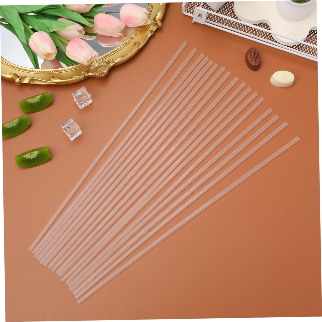 Tofficu 400pcs Chocolate Holder Sticks Premium Decorative Chocolate Support Straws for Candy Decoration Truffle Wrappers for Events and Celebrations