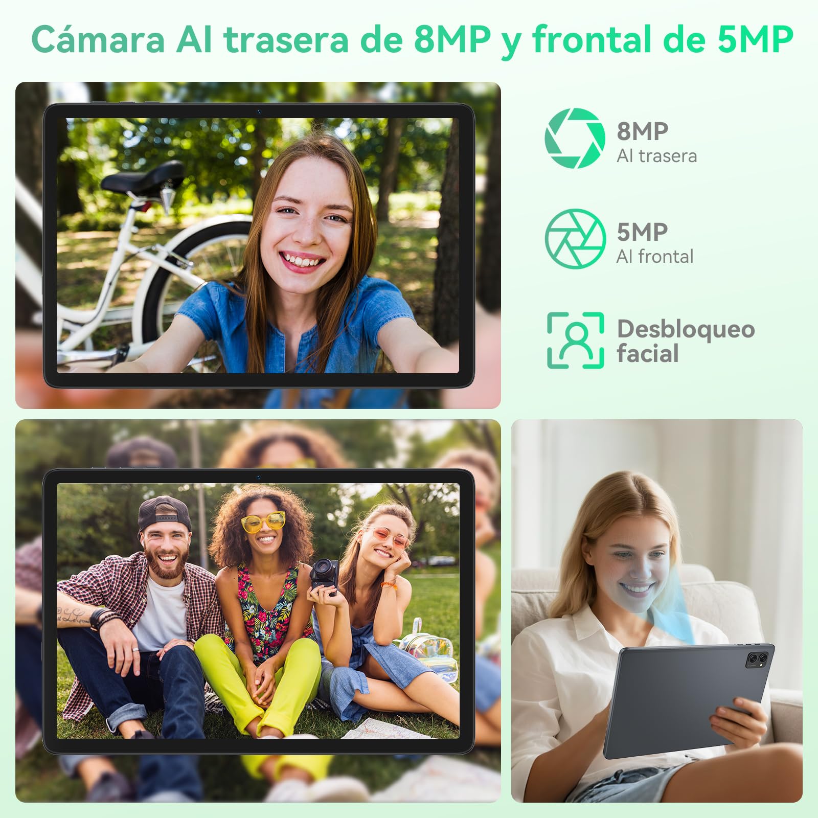 BESTTAB T20 Tableta 10 Pulgadas Android 15 con Teclado, 24 GB RAM + 256 GB ROM(2TB TF), Batería 5000 mAh, 10W, Ocho Núcleos, Widevine L1, WiFi 5G/GMS, Tablet con Lápiz, Ratón y Funda