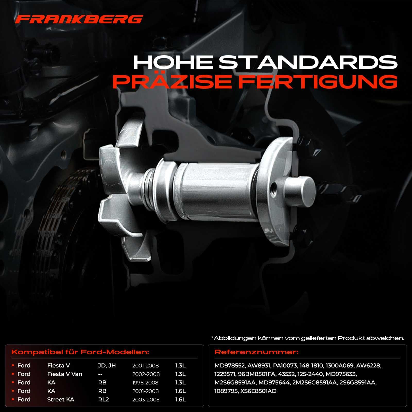 Frankberg Wasserpumpe Kühlwasserpumpe Benzin Kompatibel mit Fiesta V JD JH 1.3L 2001-2008 Fiesta V Van - 1.3L 2002-2008 KA RB 1.3L 1.6L 1996-2008 Street KA RL2 1.6L 2003-2005 Replace# 2S6G8591AA